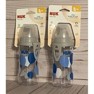 Nuk Active Sippy Cup (2) 8M+ Silicone Soft Spout Bottle to Cup Transition 10oz
